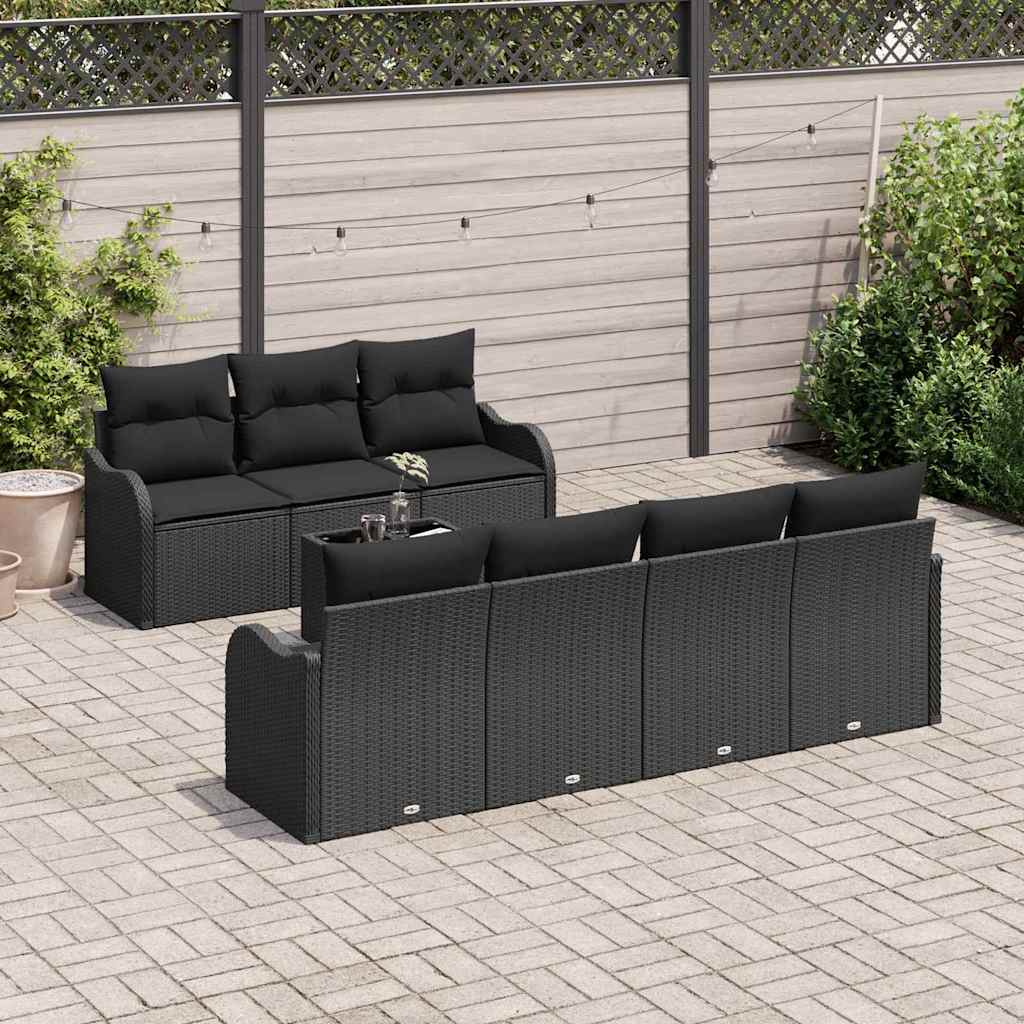 Garden Sofa Set 8 pcs Black 55 x 55 x 37 cm Poly rattan