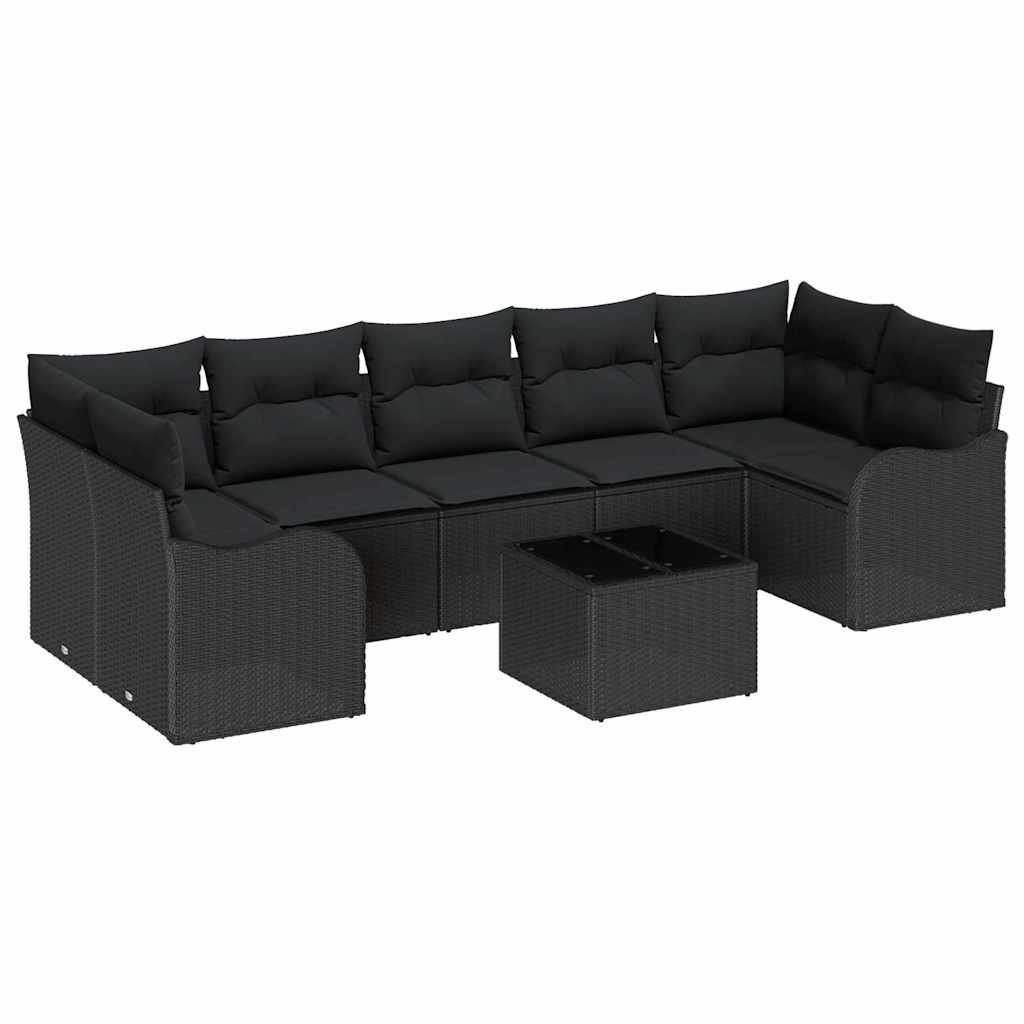 Garden Sofa Set 8 pcs Black 55 x 55 x 37 cm Poly rattan