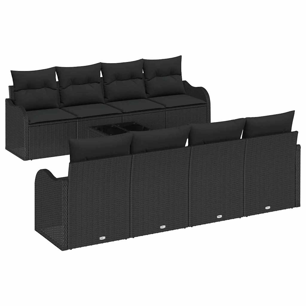 Garden Sofa Set 9 pcs Black 55 x 55 x 37 cm Poly rattan