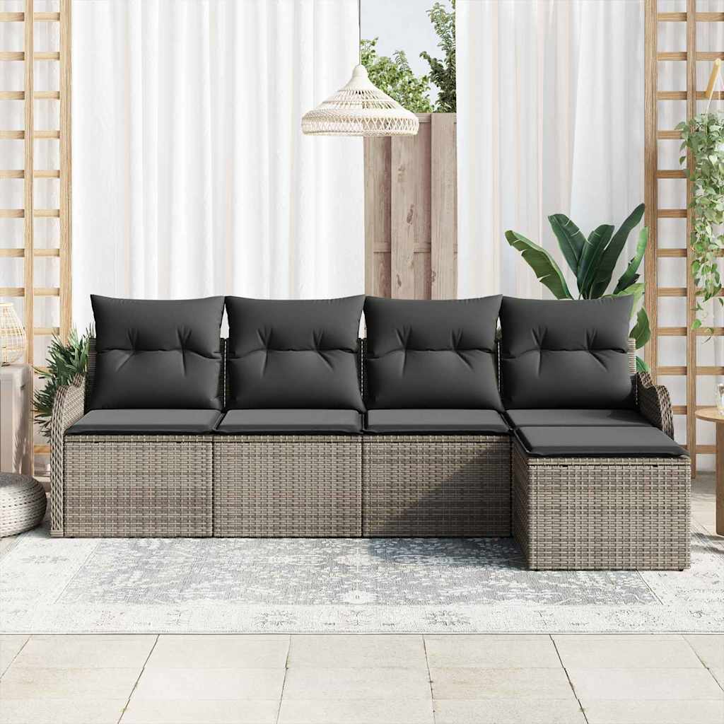 Garden Sofa Set 5 pcs Grey Poly Rattan