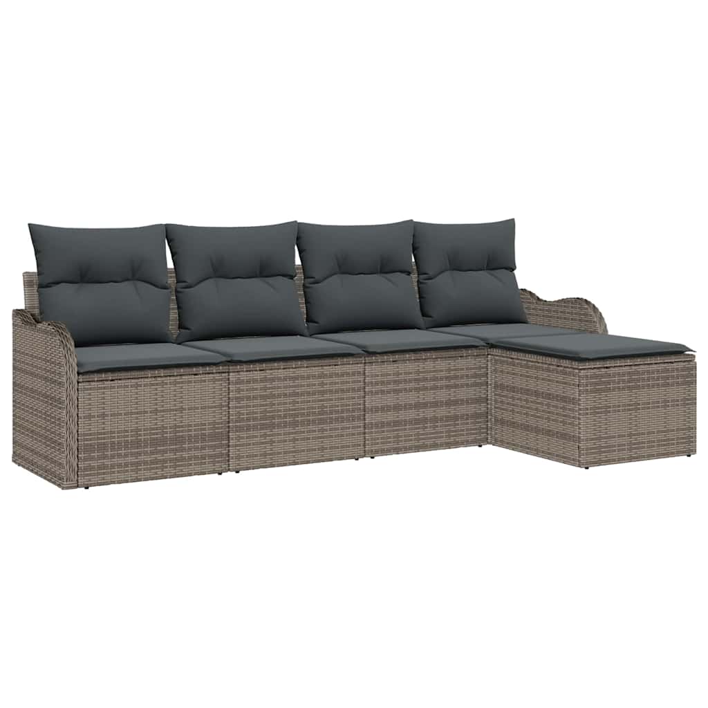 Garden Sofa Set 5 pcs Grey Poly Rattan