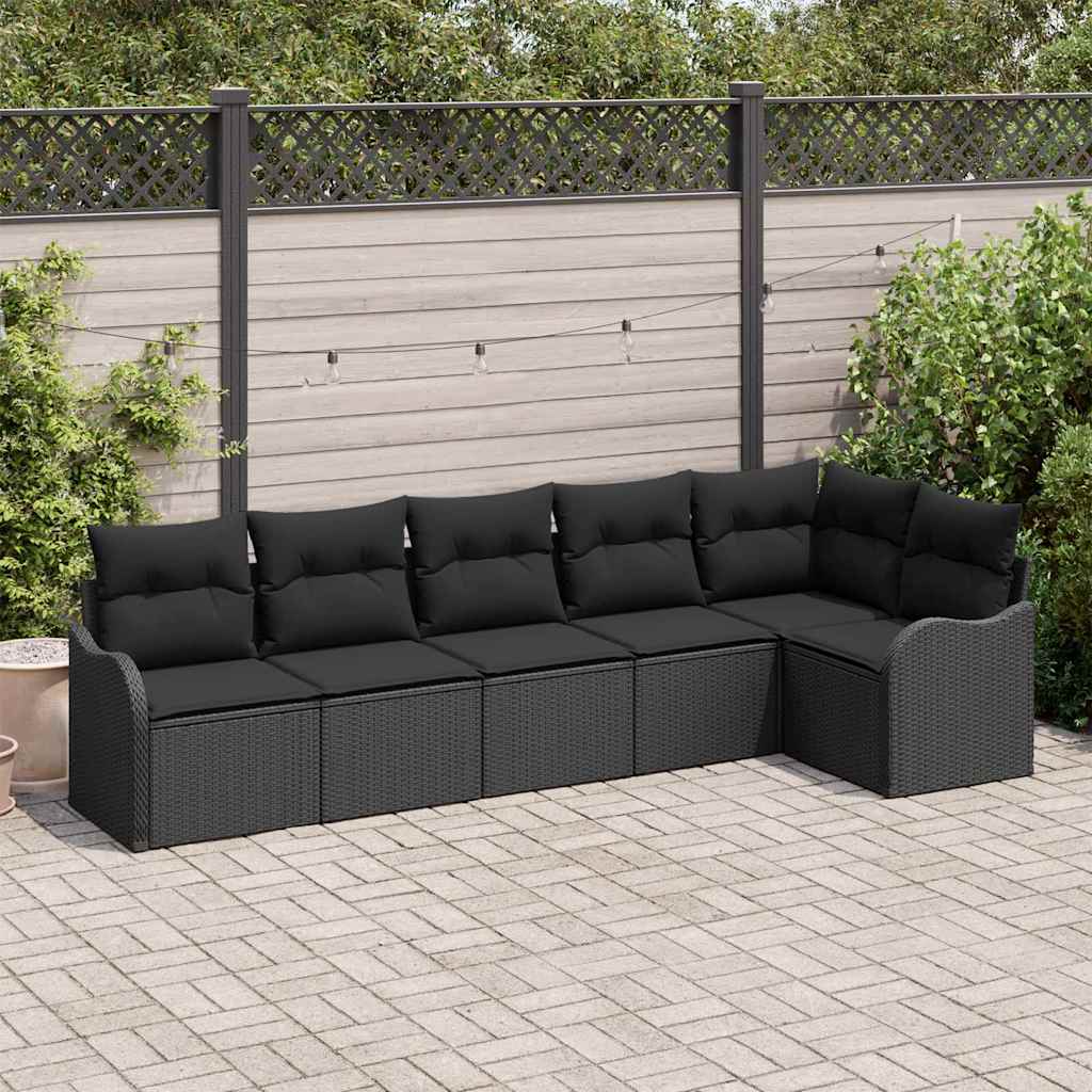 Garden Sofa Set Black Poly Rattan