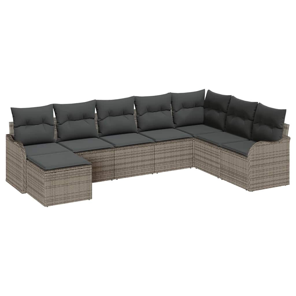 Garden Sofa Set with Cushion 8 pcs Grey Poly rattan
