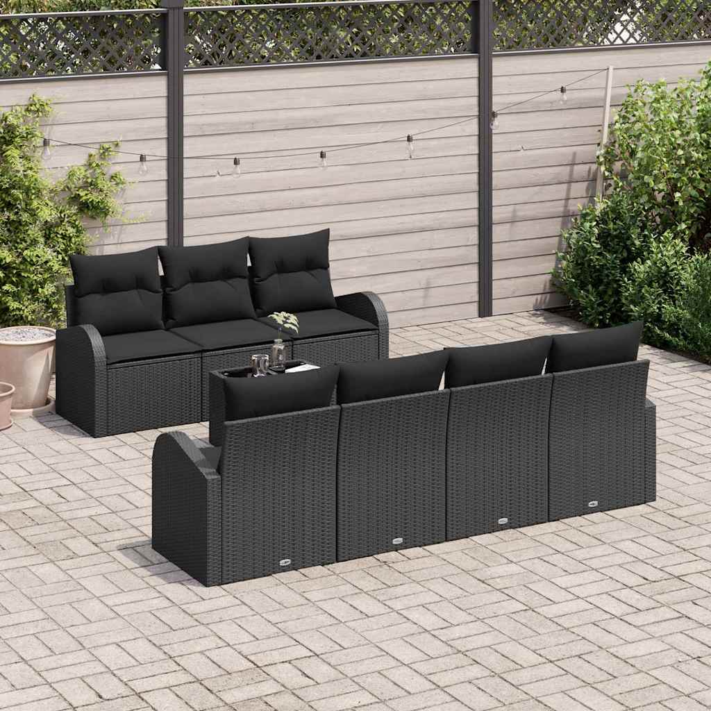Garden Sofa Set 8 pcs Black 55 x 55 x 37 cm Poly Rattan