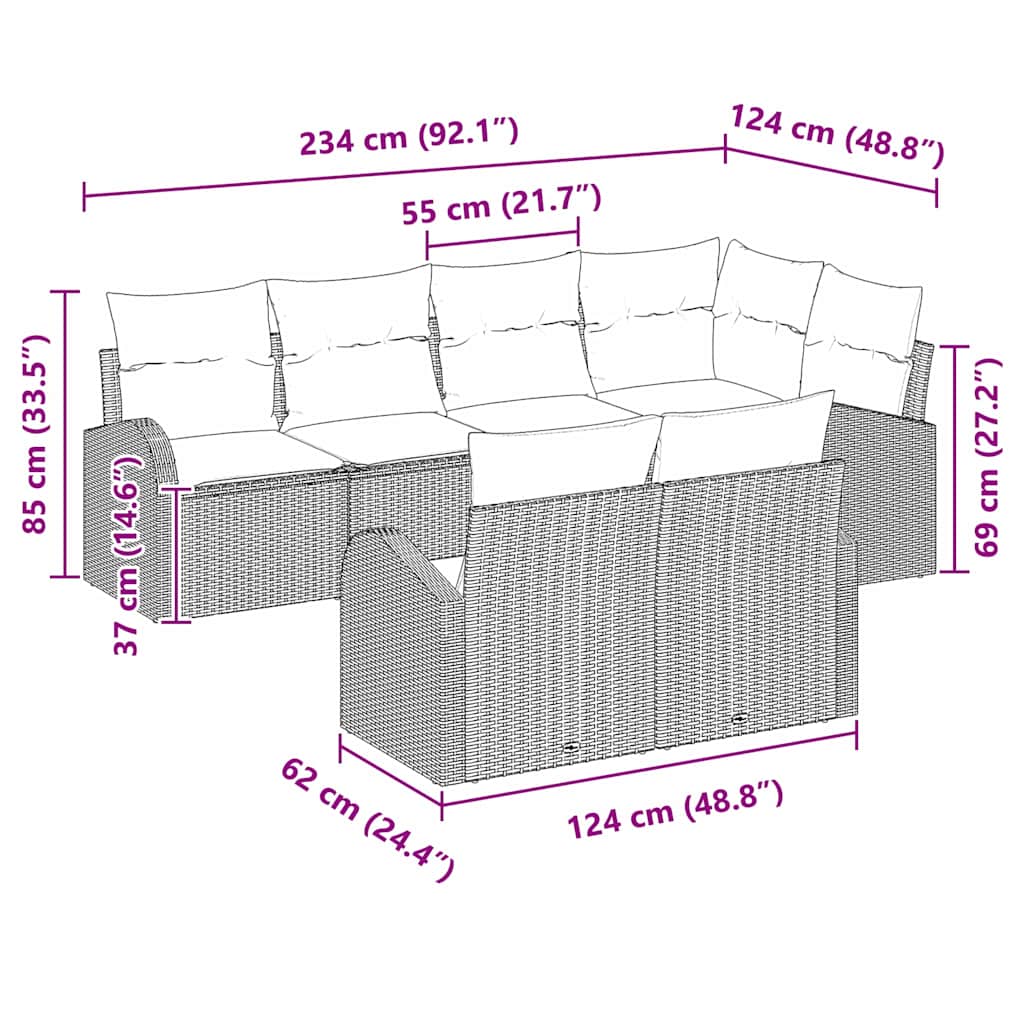 Garden Sofa Set Black Poly Rattan