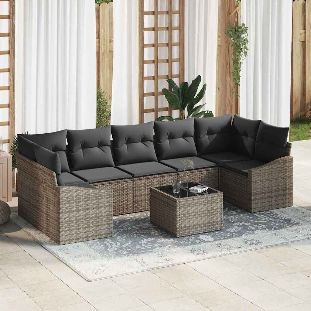 Sofa Set with Cushion Grey 55 x 55 x 37 cm Poly Rattan