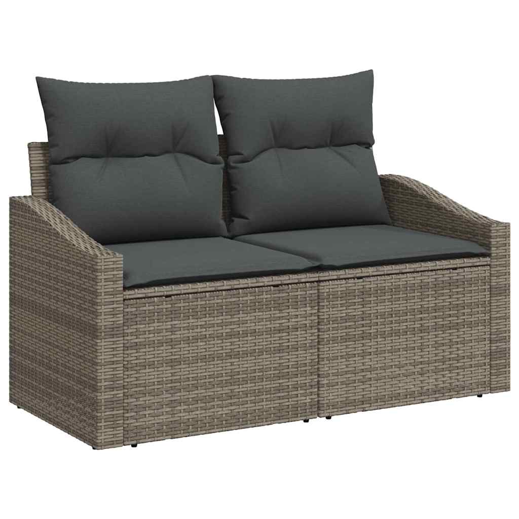 Sofa Set with Cushion with Pillow 9 pcs Grey Poly Rattan