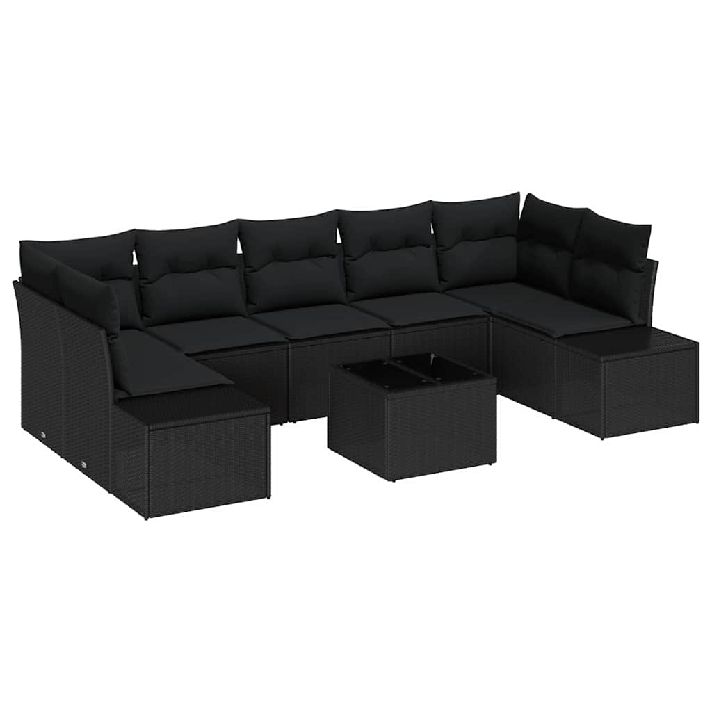 Garden Sofa Set 8 pcs Black Poly rattan