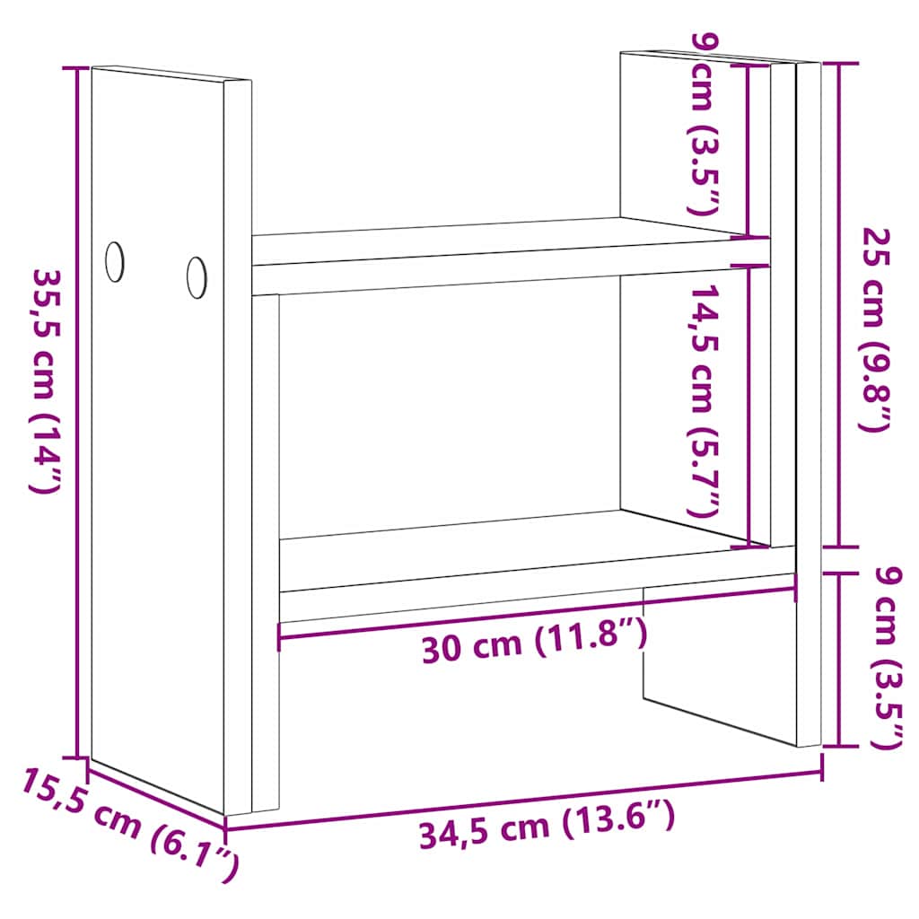 Desk Organiser Artisan oak 34.5 x 15.5 x 35.5 cm