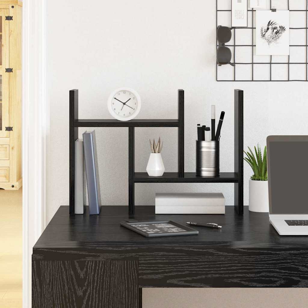 Desk Organiser Black Oak 50 x 15,5 x 35,5 cm Engineered Wood