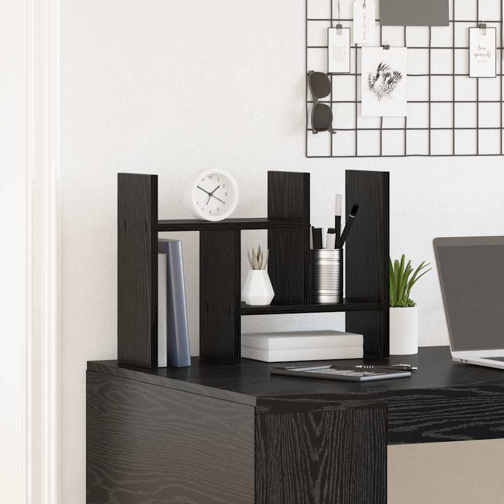 Desk Organiser Black Oak 50 x 15,5 x 35,5 cm Engineered Wood