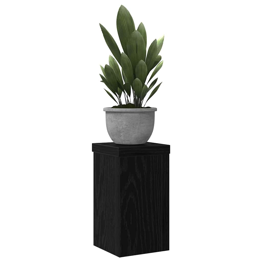 Plant Stand 2 pcs Black Oak 10 x 10 x 18 cm Engineered Wood