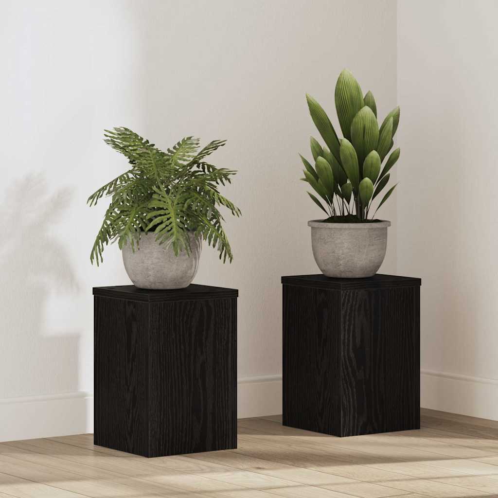 Plant Stand 2 pcs Black Oak 20 x 20 x 30 cm Engineered Wood