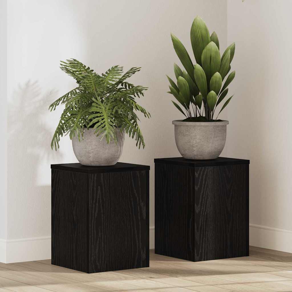 Plant Stand 2 pcs Black Oak 25 x 25 x 35 cm Engineered Wood