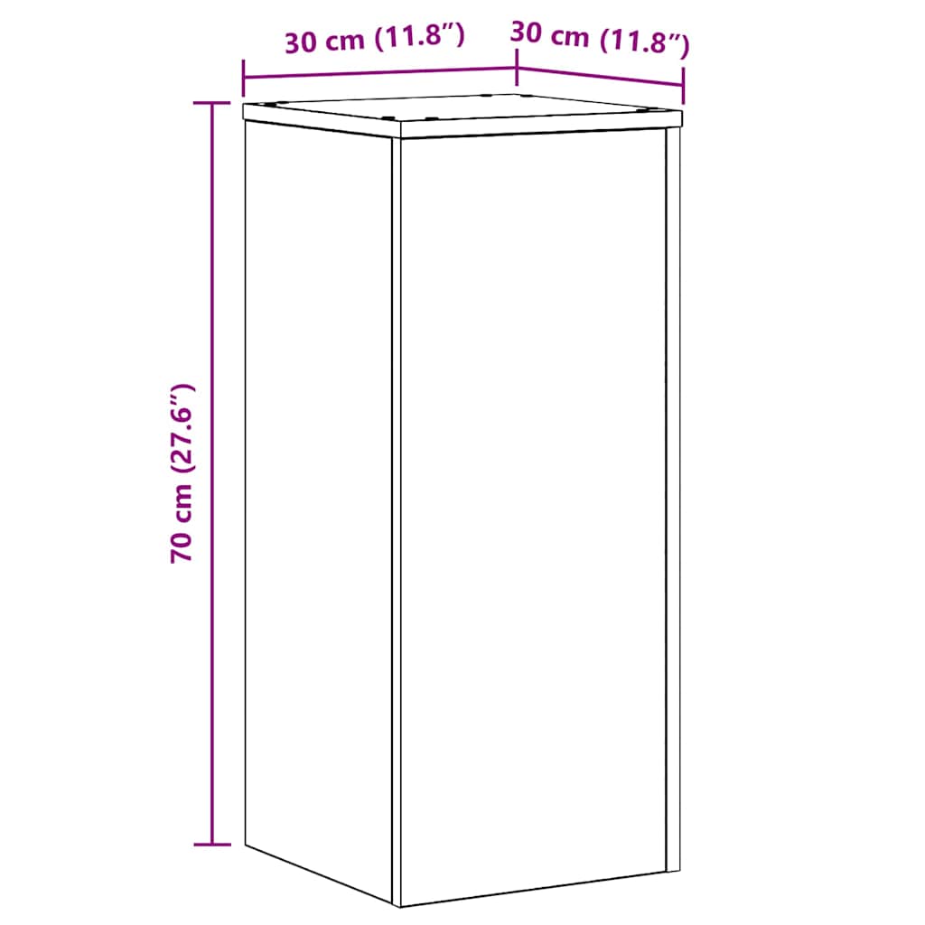 Plant Stand 2 pcs Black Oak 30 x 30 x 70 cm Engineered Wood