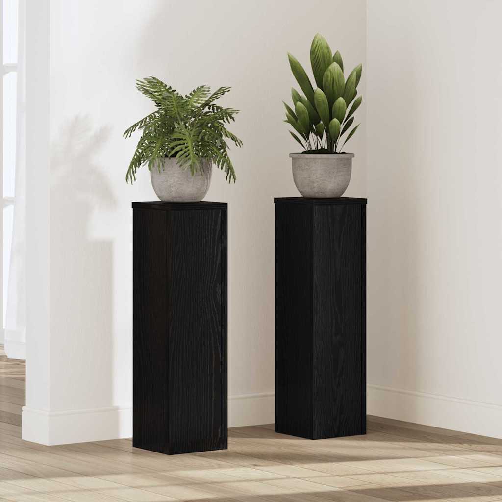 Plant Stand 2 pcs Black Oak 17 x 17 x 60 cm Engineered Wood