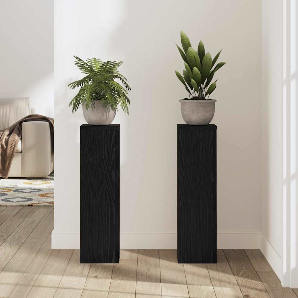 Plant Stand 2 pcs Black Oak 17 x 17 x 60 cm Engineered Wood