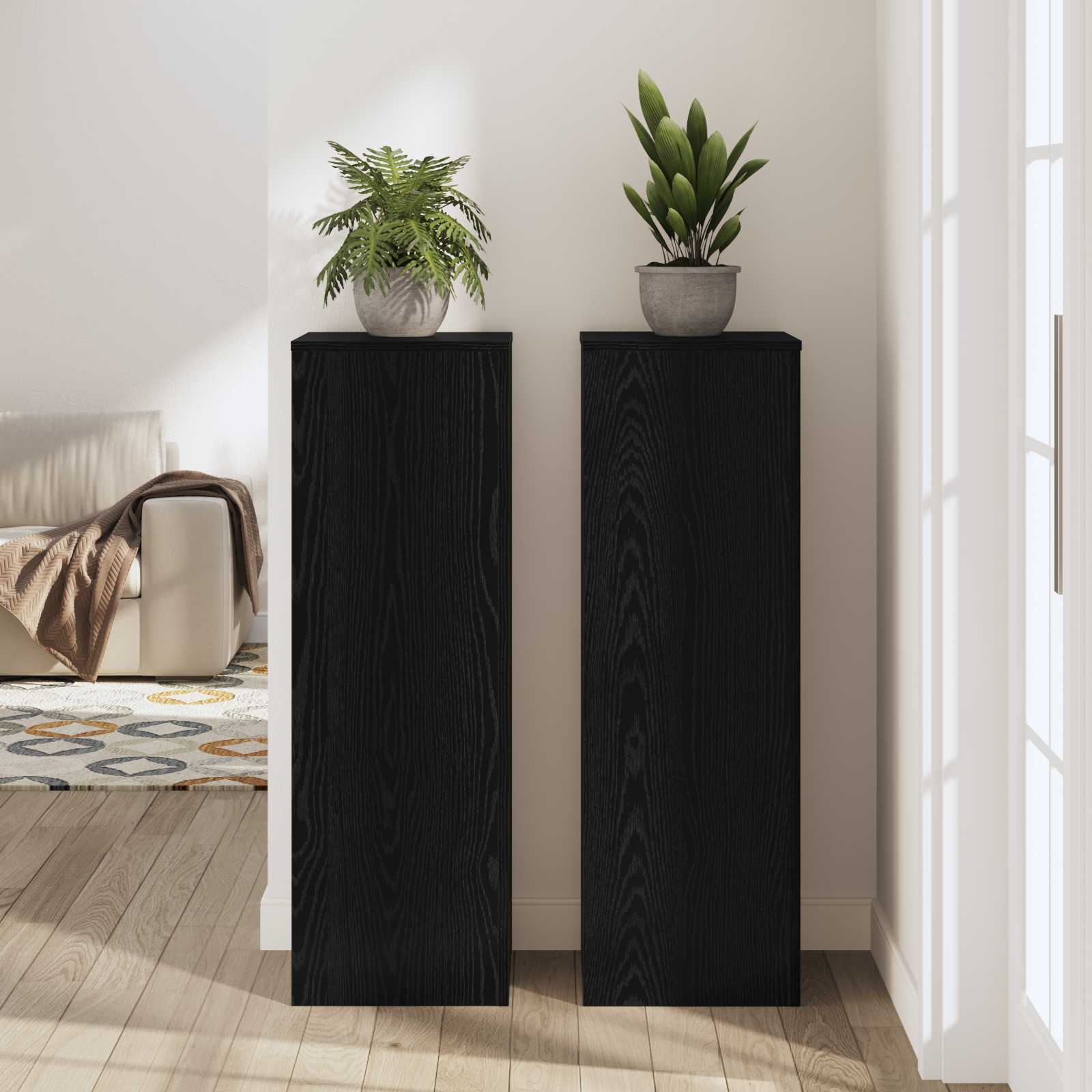 Plant Stand Black Oak 33 x 33 x 100 cm Engineered wood