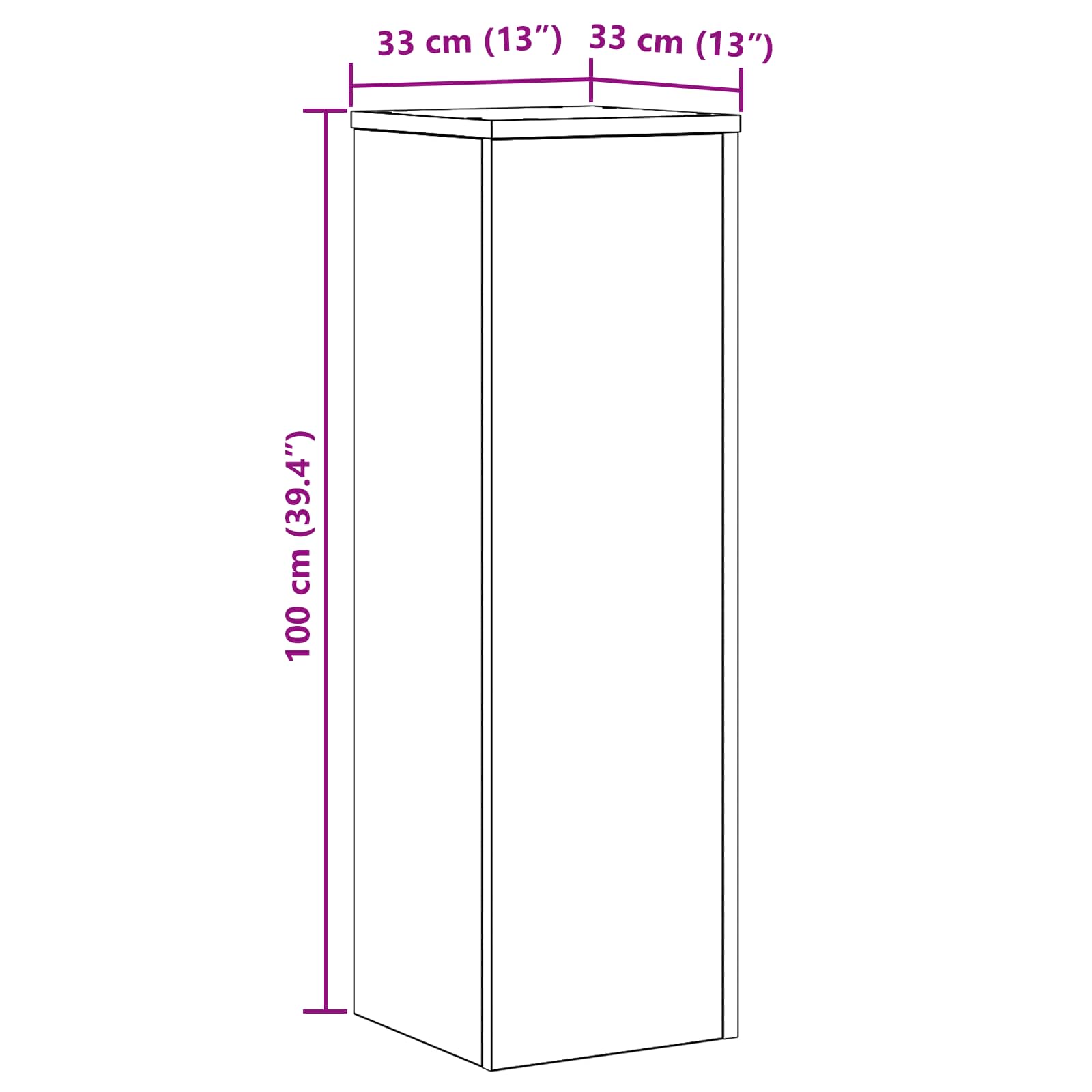 Plant Stand Black Oak 33 x 33 x 100 cm Engineered wood