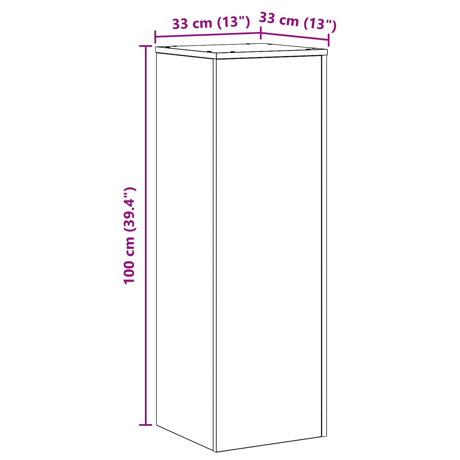 Plant Stand Black Oak 33 x 33 x 100 cm Engineered wood