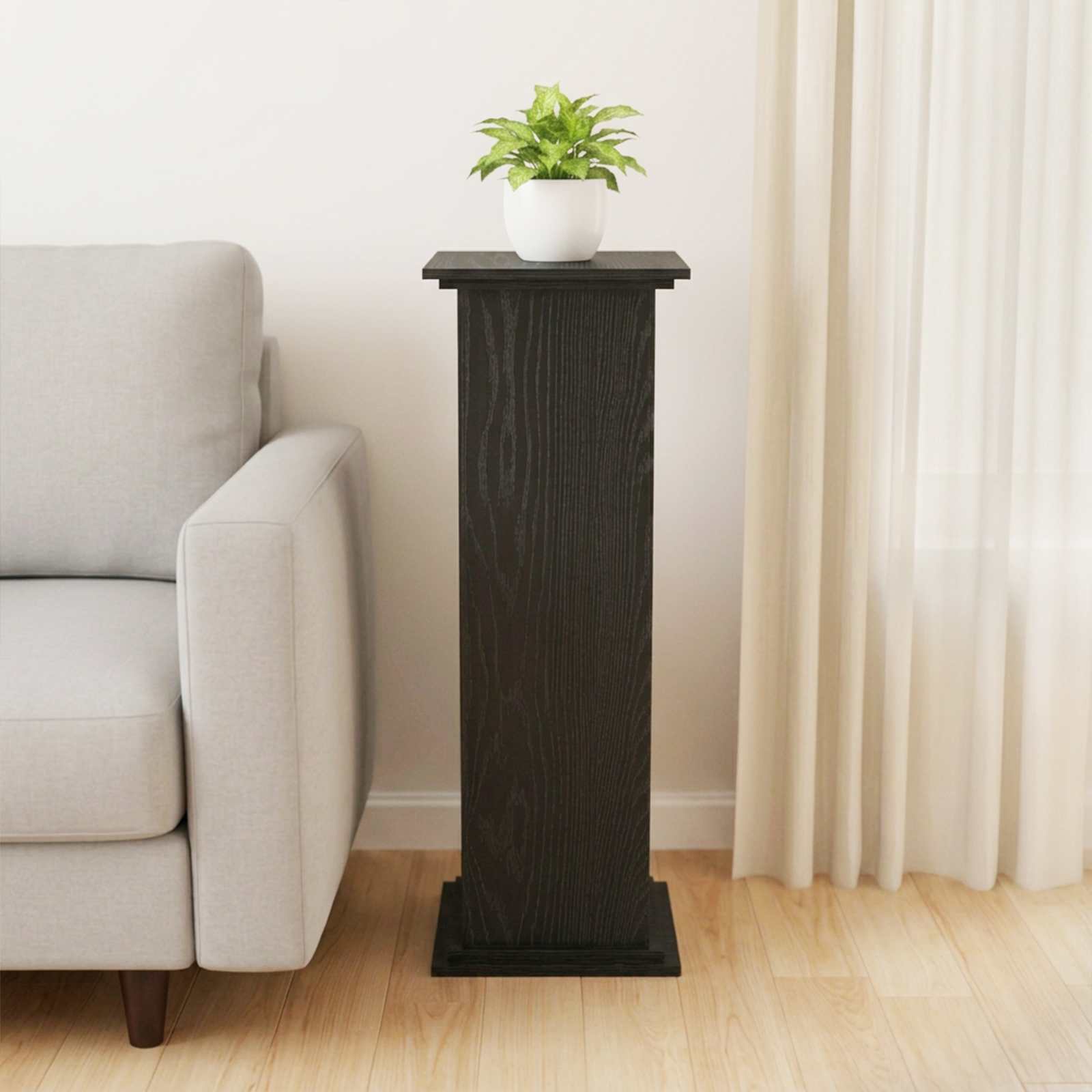 Plant Stand Black Oak 33 x 33 x 100 cm Engineered wood