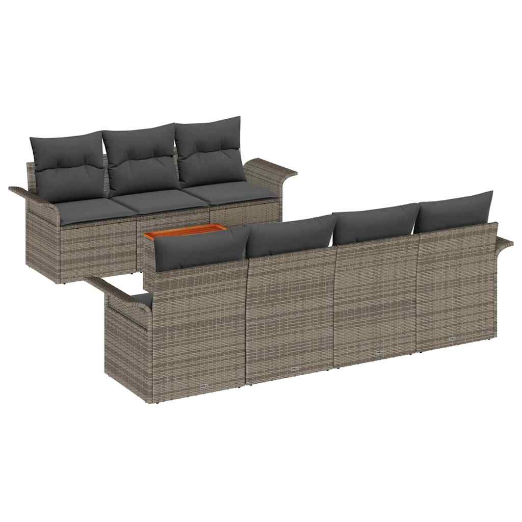 Garden Sofa Set with Cushion 8 pcs Grey Poly Rattan