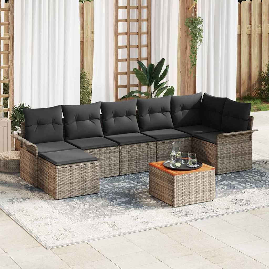 Garden Sofa Set 8 pcs Grey Poly rattan