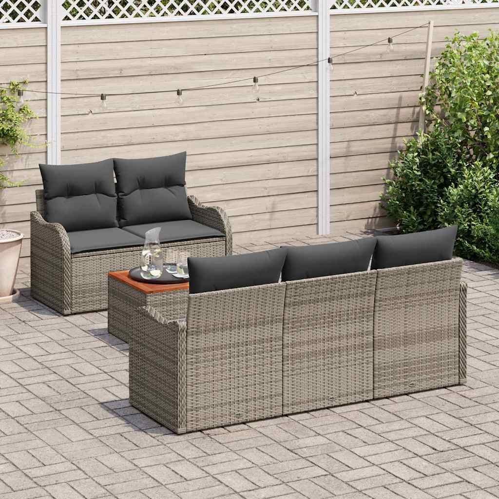 Garden Sofa Set 6 pcs Grey Poly Rattan