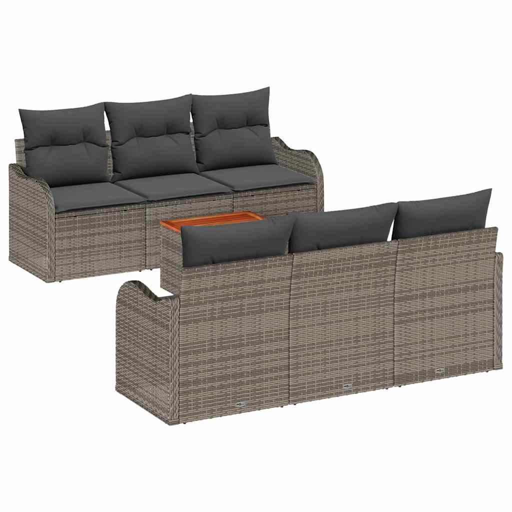 Garden Sofa Set 7 pcs Grey Poly Rattan