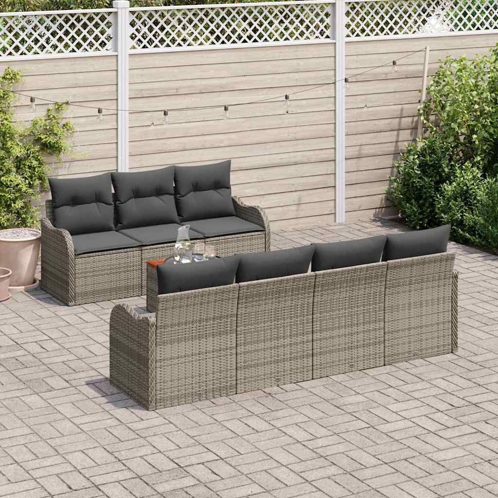Garden Sofa Set with Cushion 8 pcs Grey Poly Rattan