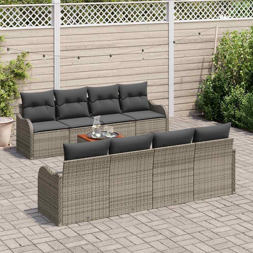 Garden Sofa Set 9 pcs Grey Poly Rattan