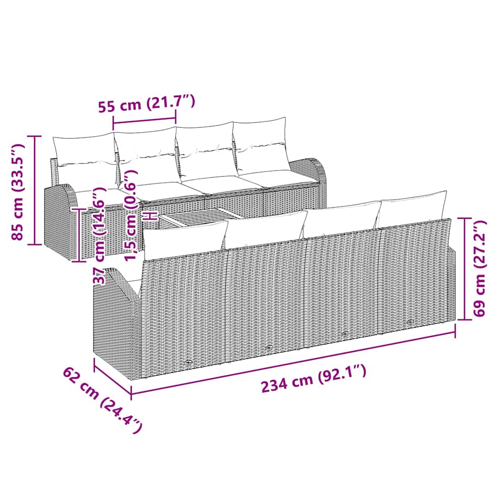 Garden Sofa Set 9 pcs Black Poly rattan