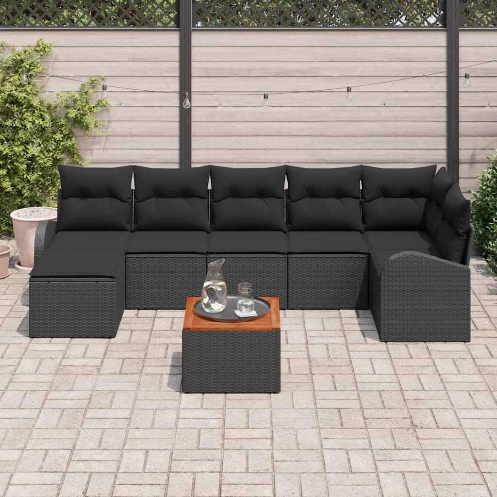 Garden Sofa Set 8 pcs Black Poly Rattan