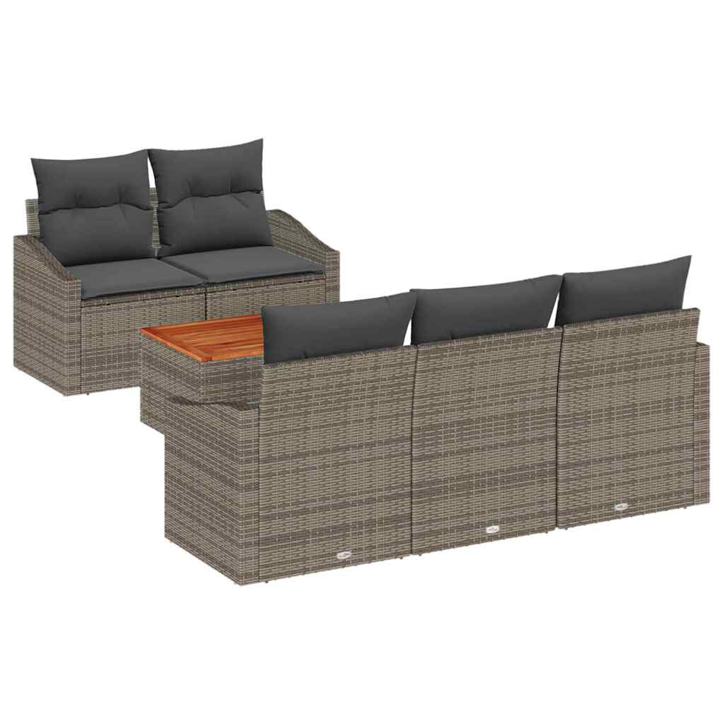 Garden Sofa Set 6 pcs Grey Poly Rattan