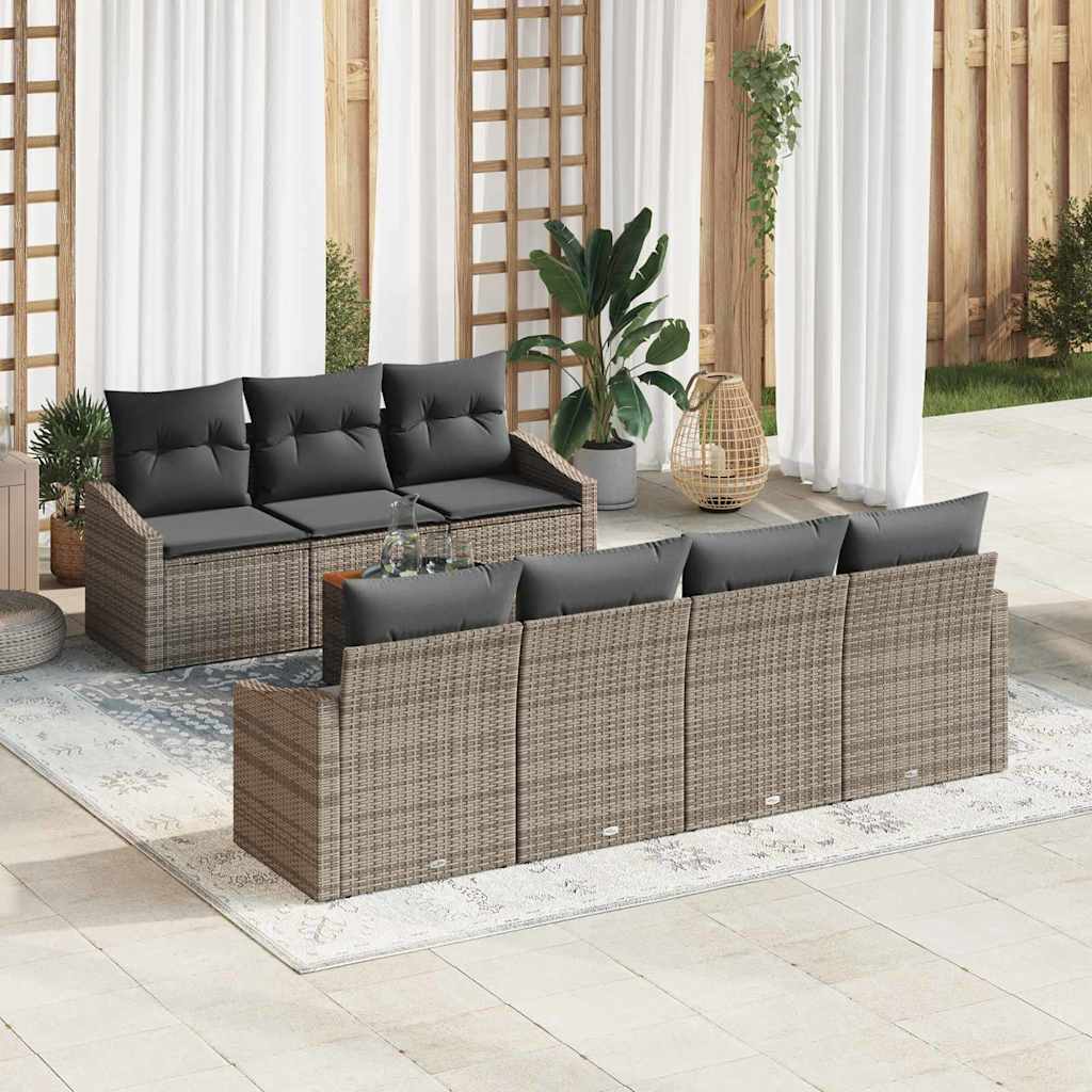 Garden Sofa Set 8 pcs Grey Poly Rattan