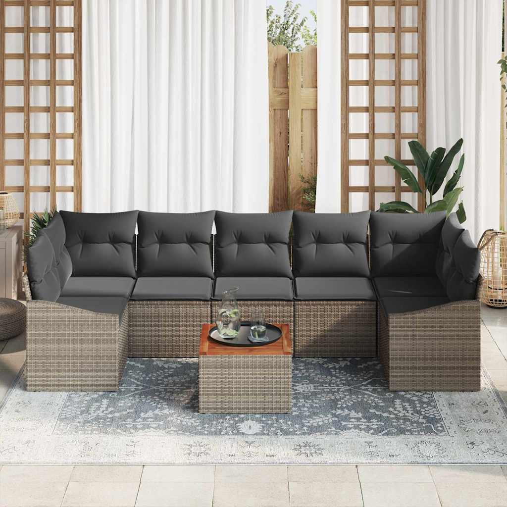 Garden Sofa Set 8 pcs Grey Poly Rattan