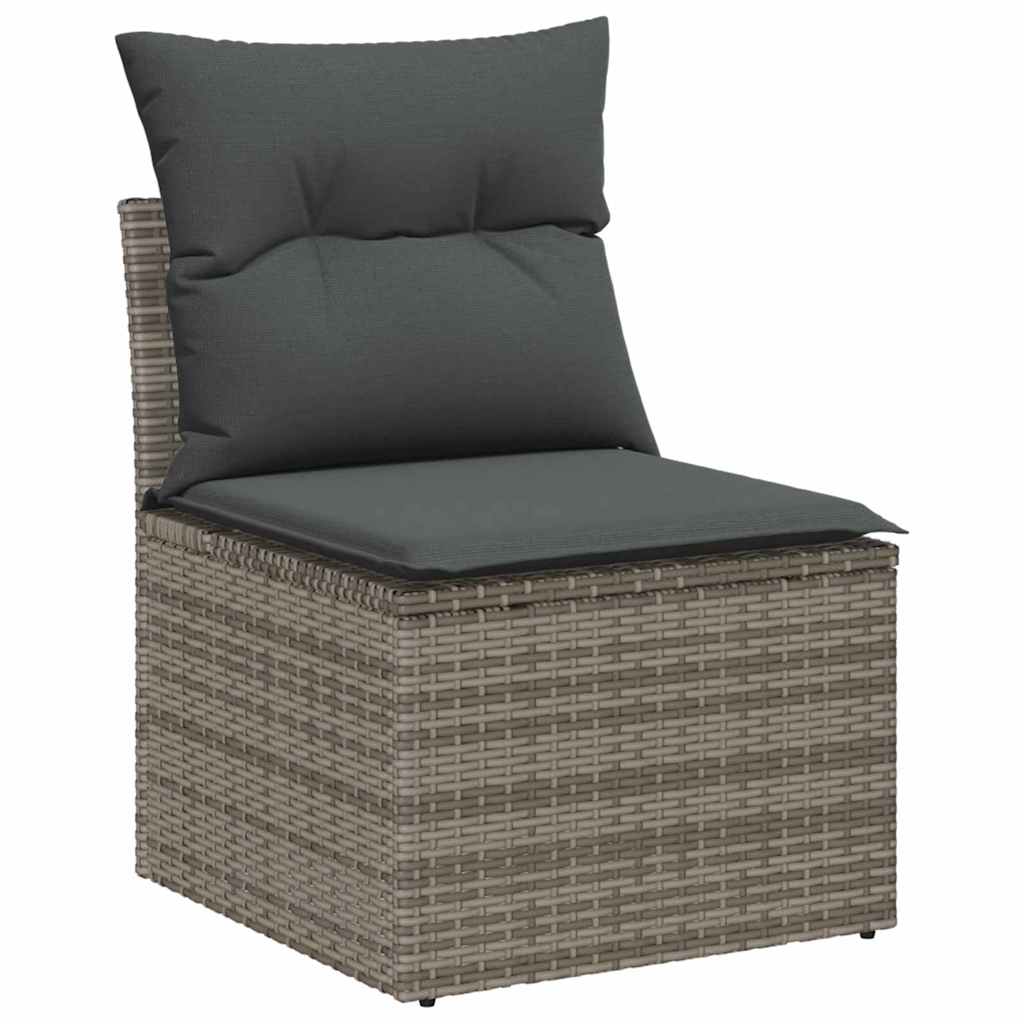 Garden Sofa Set 8 pcs Grey Poly Rattan