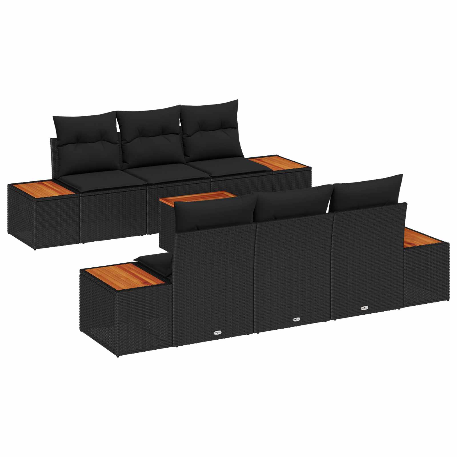 Garden Sofa Set with Cushion 7 pcs Black Poly rattan