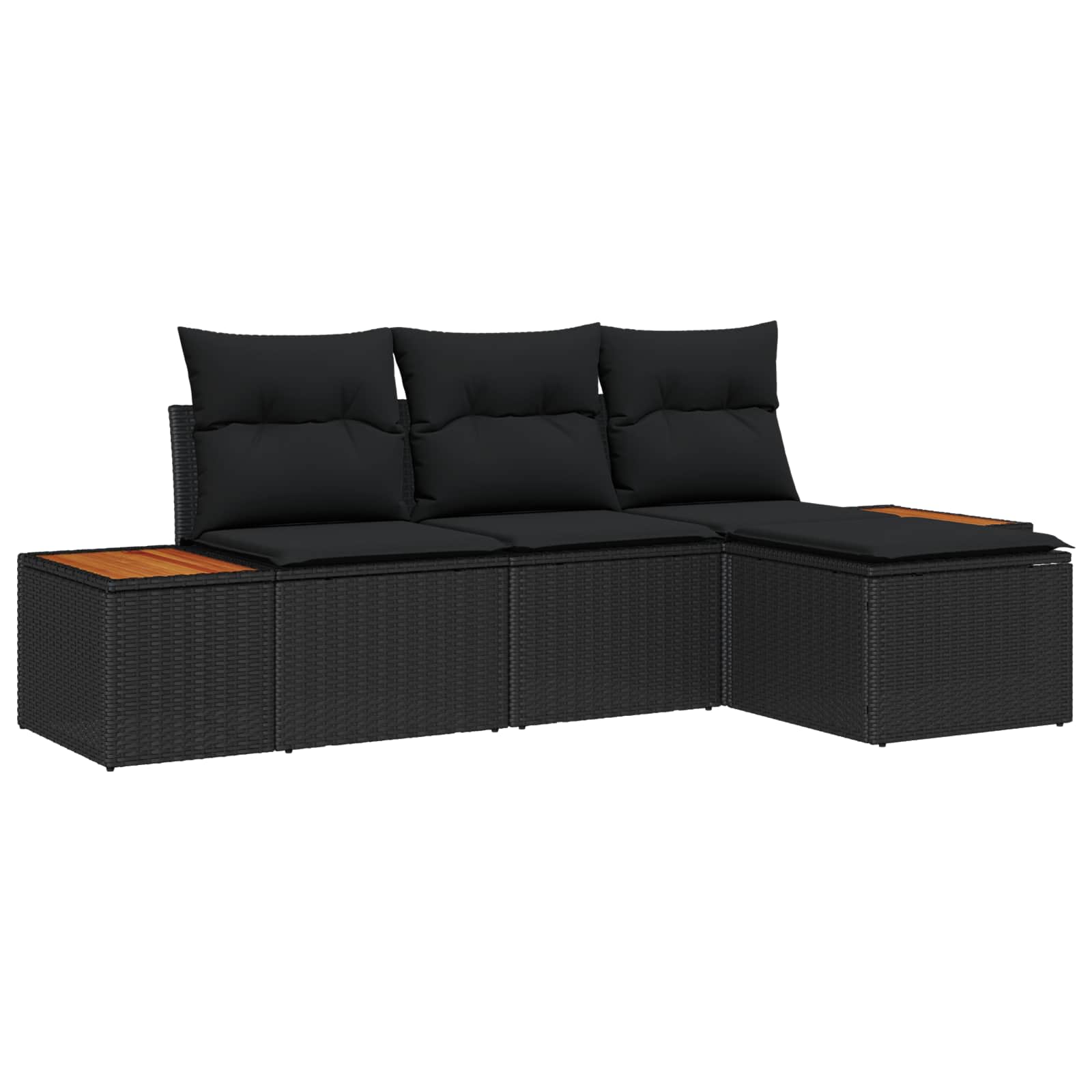 Garden Sofa Set with Cushion 4 pcs Black Poly Rattan