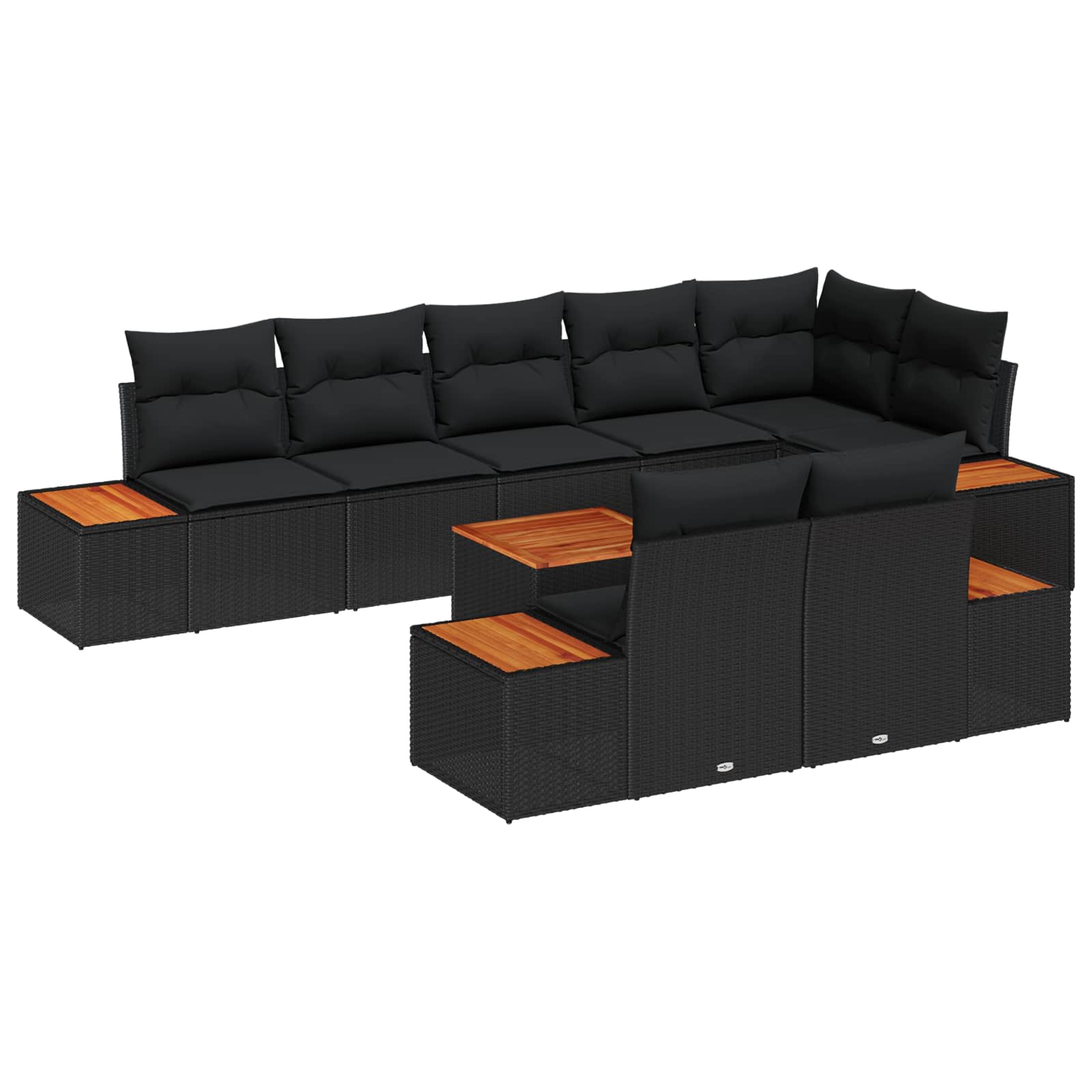 Garden Sofa Set with Cushion 9 pcs Black Poly rattan