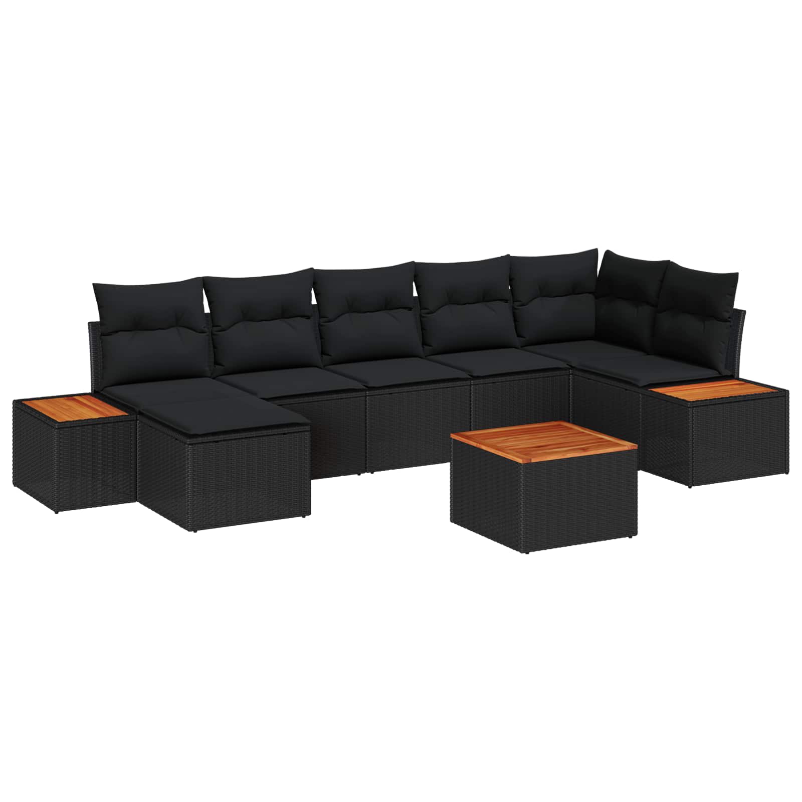 Garden Sofa Set with Cushion 8 pcs Black Poly Rattan
