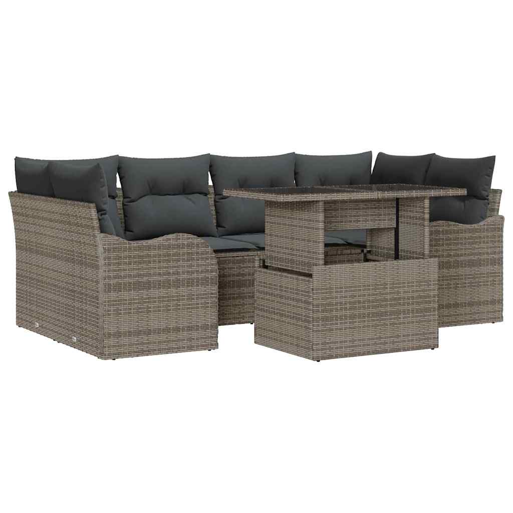 Garden Sofa Set 7 pcs Grey and Dark Grey Poly Rattan
