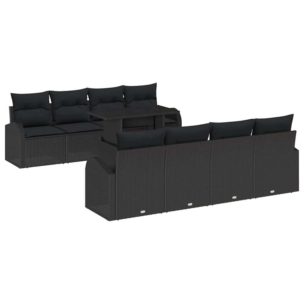 Garden Sofa Set with Cushion 7 pcs Black Poly rattan