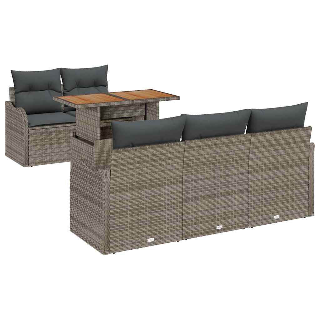 Garden Sofa Set 6 pcs Grey Poly Rattan