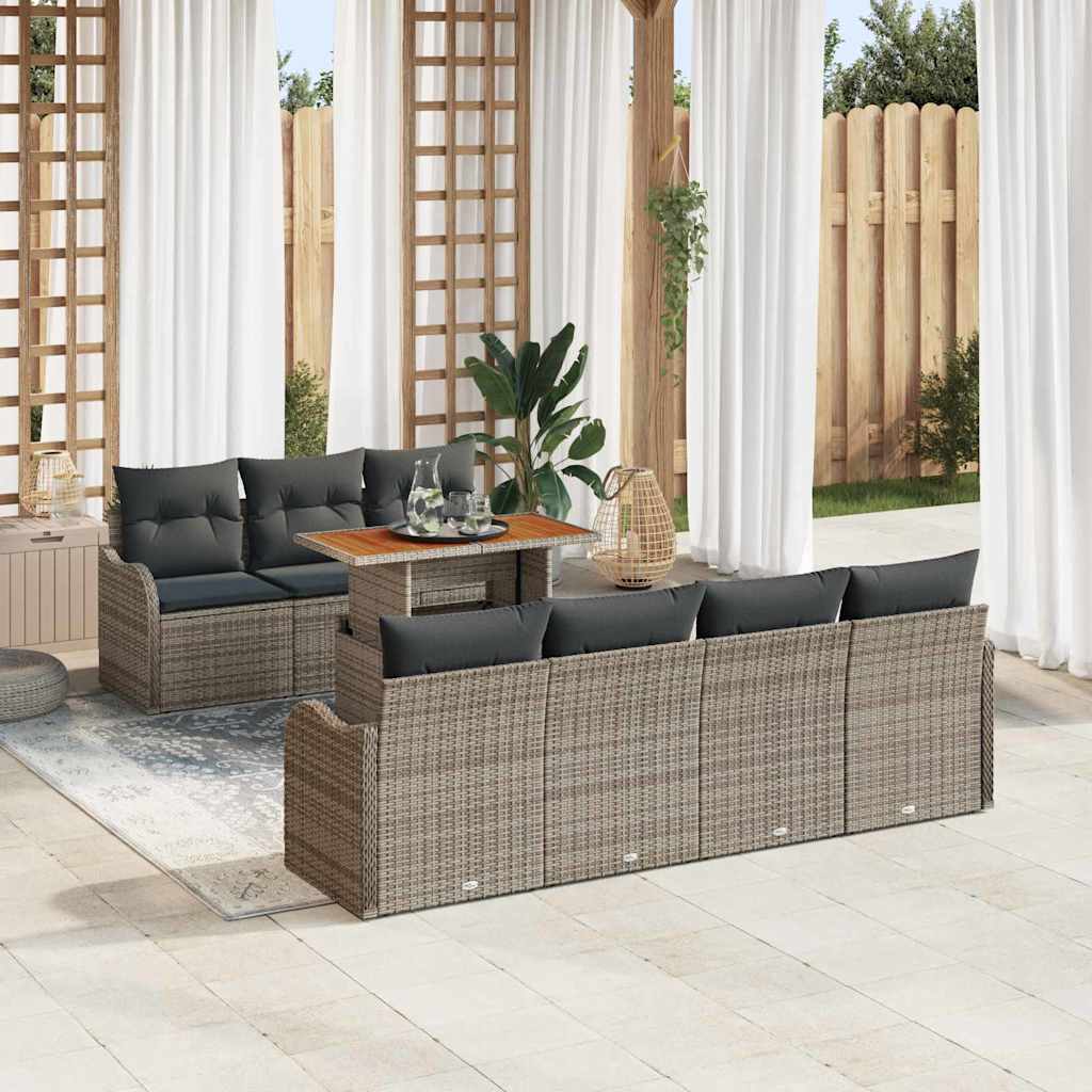 Garden Sofa Set 8 pcs Grey