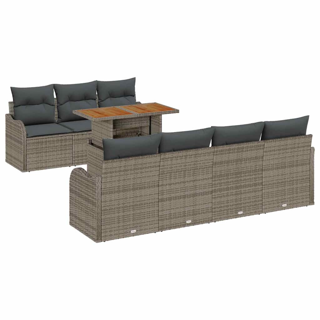 Garden Sofa Set 8 pcs Grey