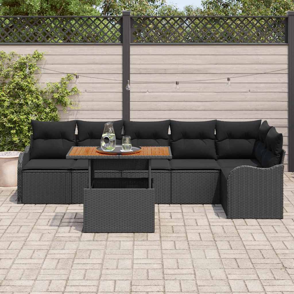 Garden Sofa Set with Cushion 7 pcs Black 100 x 55 x 73 cm
