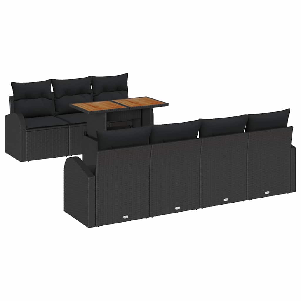 Garden Sofa Set with Cushion 8 pcs Black