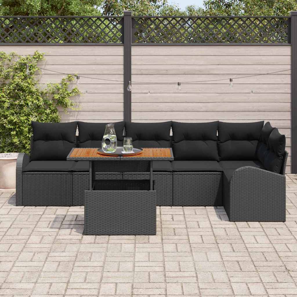 Garden Sofa Set with Cushion 7 pcs Black