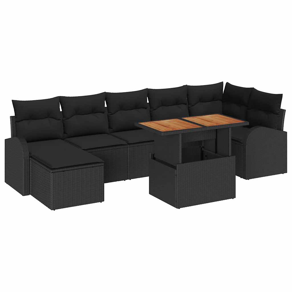 Garden Sofa Set with Cushion 8 pcs Black